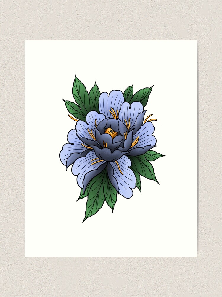 Thumbnail 1 of 3, Art Print, Blue Peony Flower designed and sold by EZRA4000.