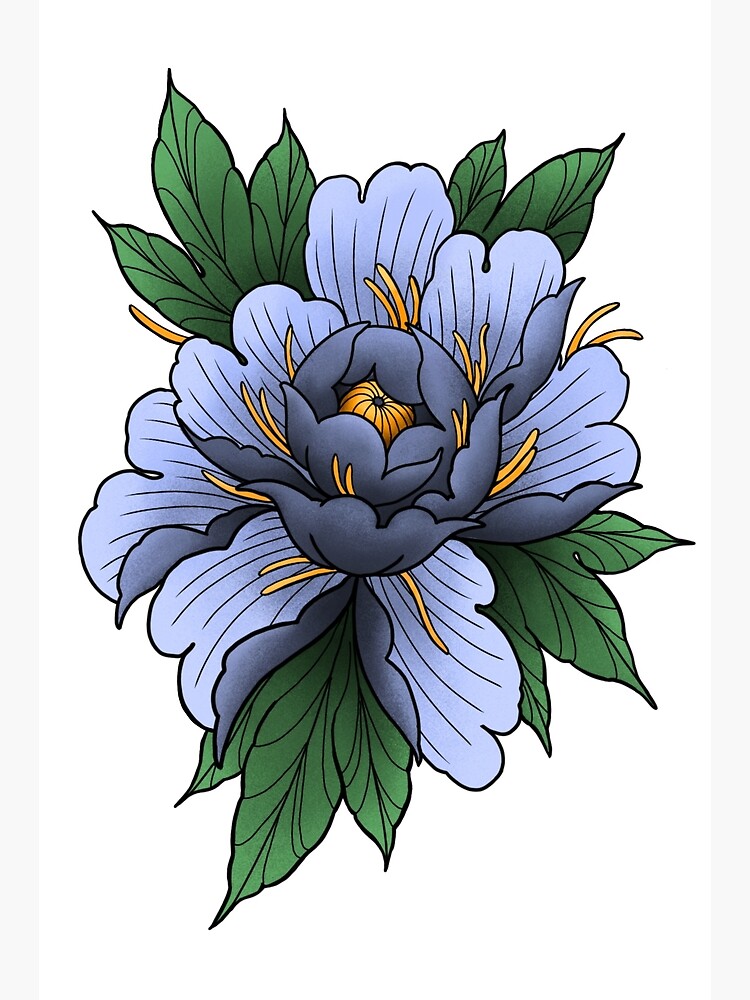 Thumbnail 3 of 3, Art Print, Blue Peony Flower designed and sold by EZRA4000.