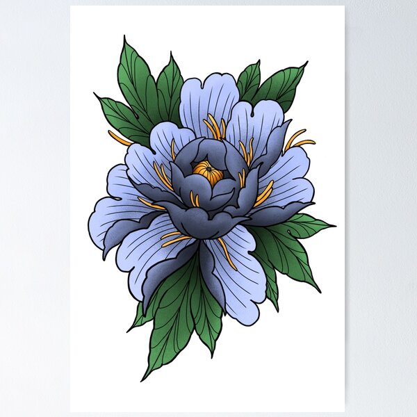 peony #flowertattoo #peonytattoo #japanesetattoo #colortattoo #butttattoo # blue | Instagram