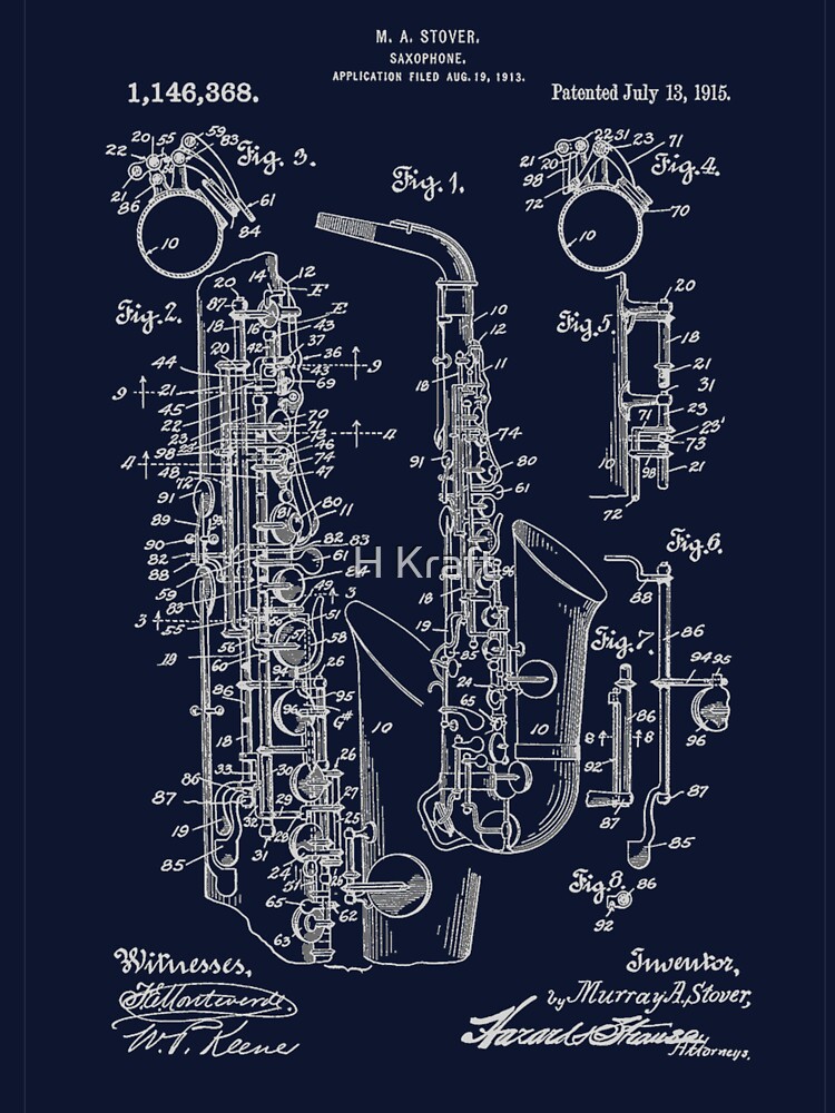 Thumbnail 7 of 7, Classic T-Shirt, Saxophone designed and sold by blurryfromspace.