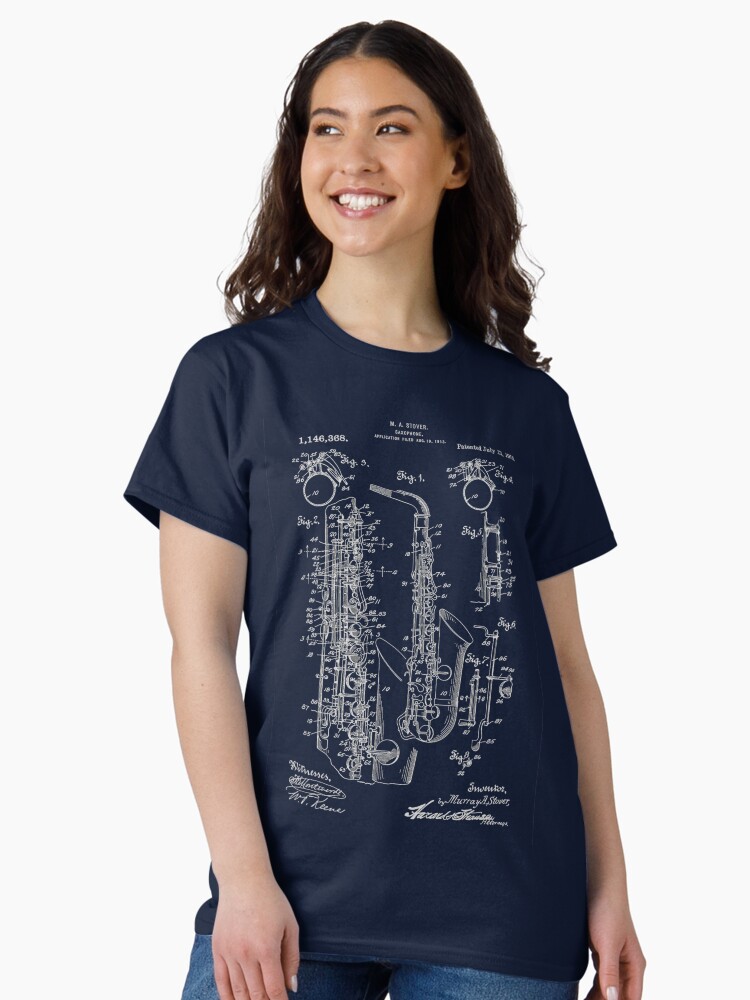 Thumbnail 2 of 7, Classic T-Shirt, Saxophone designed and sold by blurryfromspace.