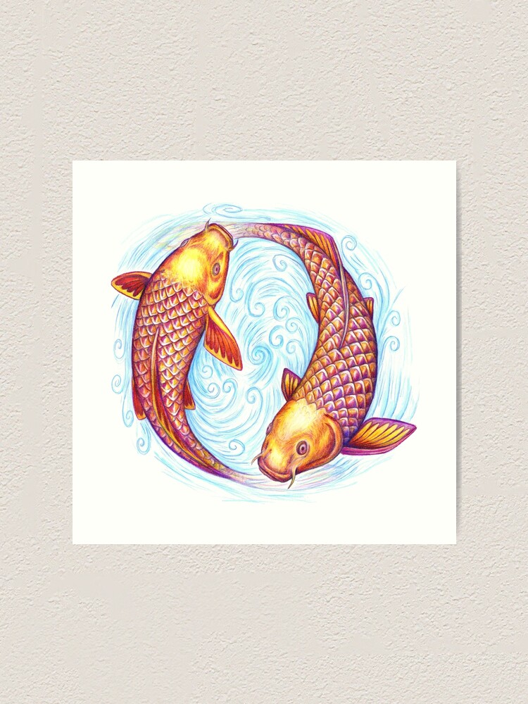 Alternate view of Pisces Fish Yin Yang Mandala Art Print