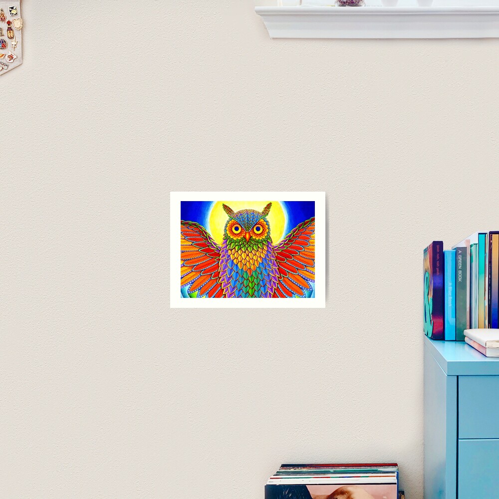 Colorful Psychedelic Rainbow Owl Art Print