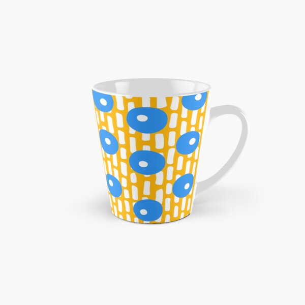 Jumbo Dots and Dashes - Saffron Yellow, Cornflower Blue, White Tall Mug