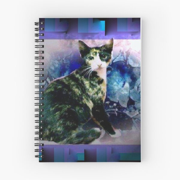 Item preview, Tortoise shell cat by blue flowers designed and sold by B. Randi Bailey.