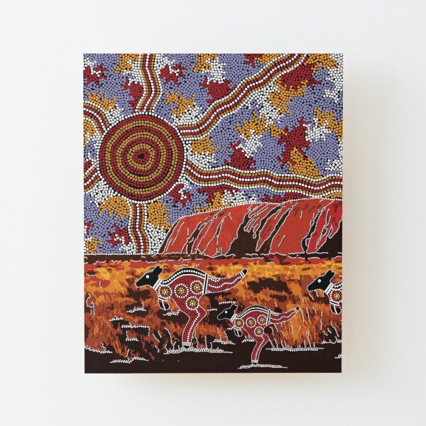 Authentic Aboriginal Art - Uluru | Ayers Rock Wood Mounted Print
