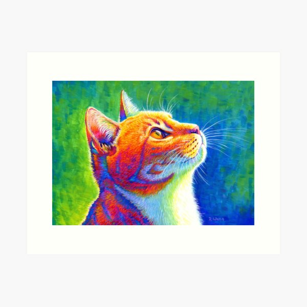 Item preview, Anticipation - Psychedelic Rainbow Orange Tabby Cat designed and sold by Rebecca Wang.