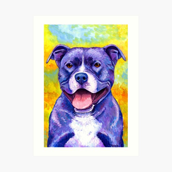 Peppy Purple Pitbull Terrier Dog Art Print