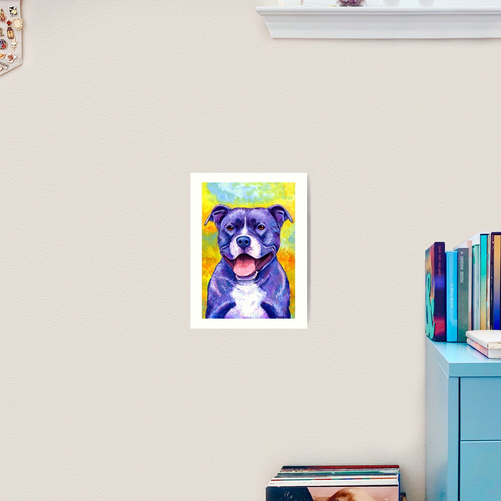 Peppy Purple Pitbull Terrier Dog Art Print