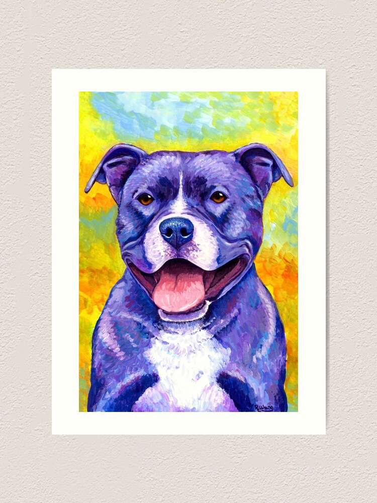 Alternate view of Peppy Purple Pitbull Terrier Dog Art Print