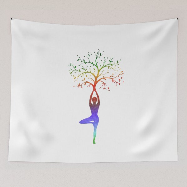 Item preview, Multi-color Yoga Tree Pose Balancing Asana designed and sold by Bluepress.