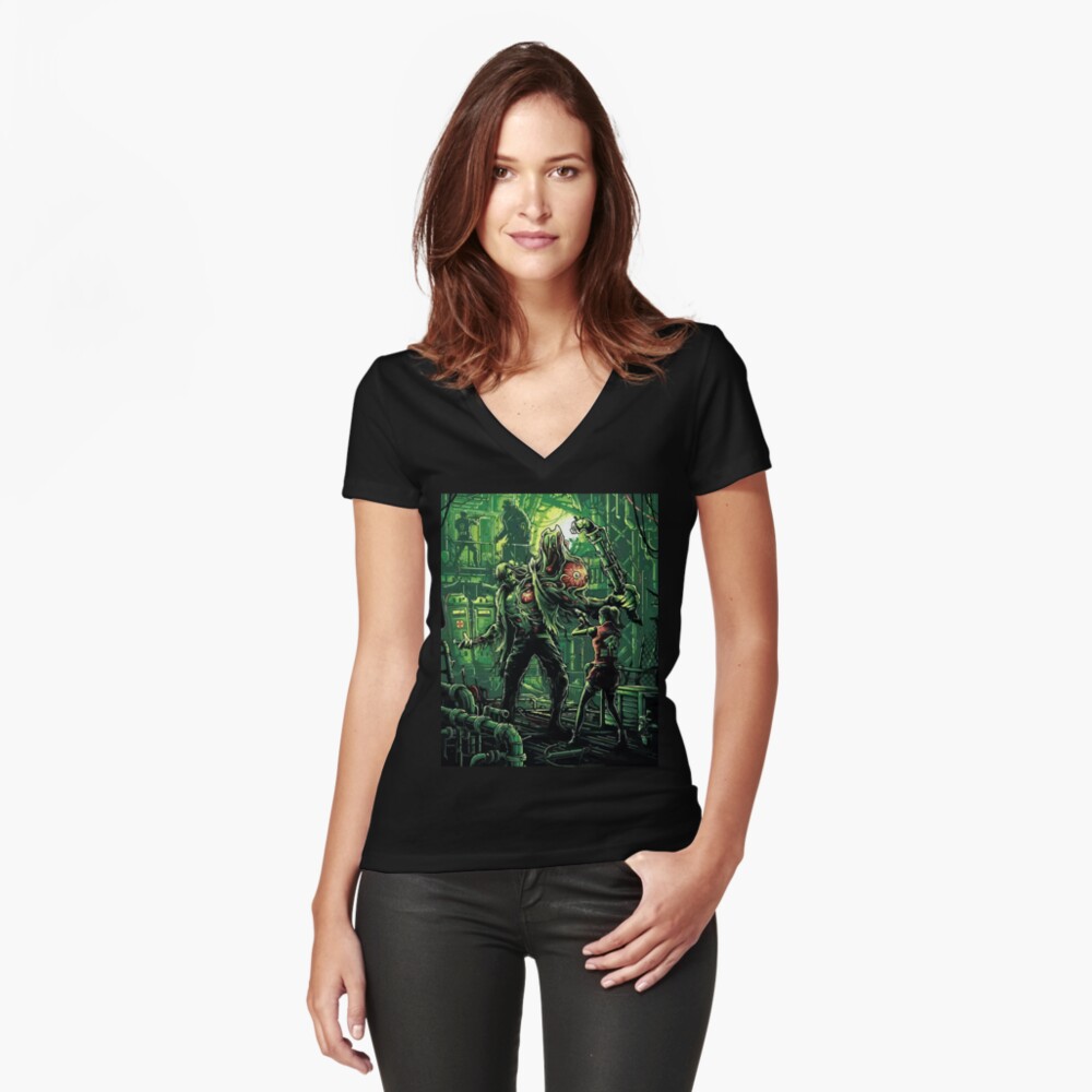 Vista previa del artículo con la obra «Camiseta entallada de cuello en V», diseñado y vendido por FotoLibreStudio.