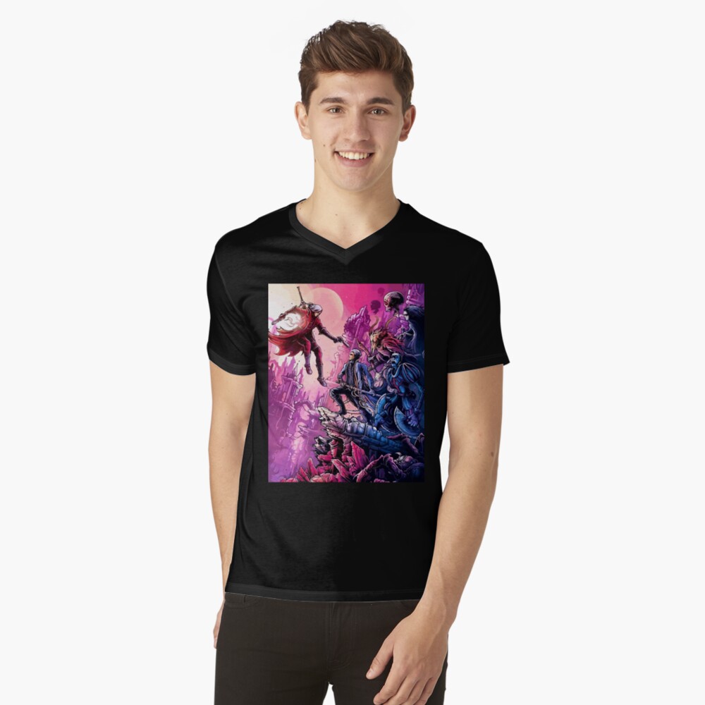 Vista previa del artículo con la obra «Camiseta de cuello en V», diseñado y vendido por FotoLibreStudio.