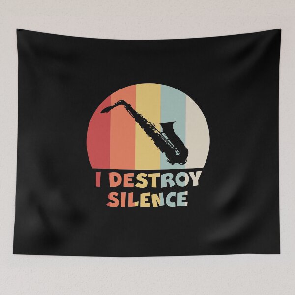 Item preview, I DESTROY SILENCE Funny Saxophone Player Alto Sax Tenor designed and sold by theshirtinator.