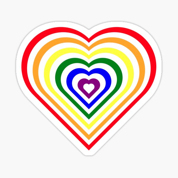 Hearts In The Colors Of The Rainbow Flag Sticker