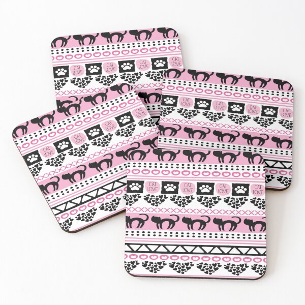 Item preview, Cat Love Ethnic Aztec Style Paws Hearts Cultural Fusion Fashion Wear Pink Feline Patterns  designed and sold by 108dragons.