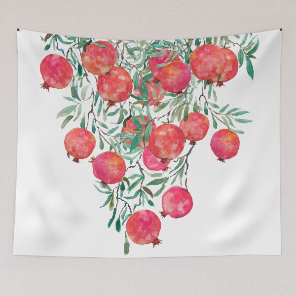 Item preview, hand painted red pomegranate watercolor 2020 designed and sold by ColorandColor.