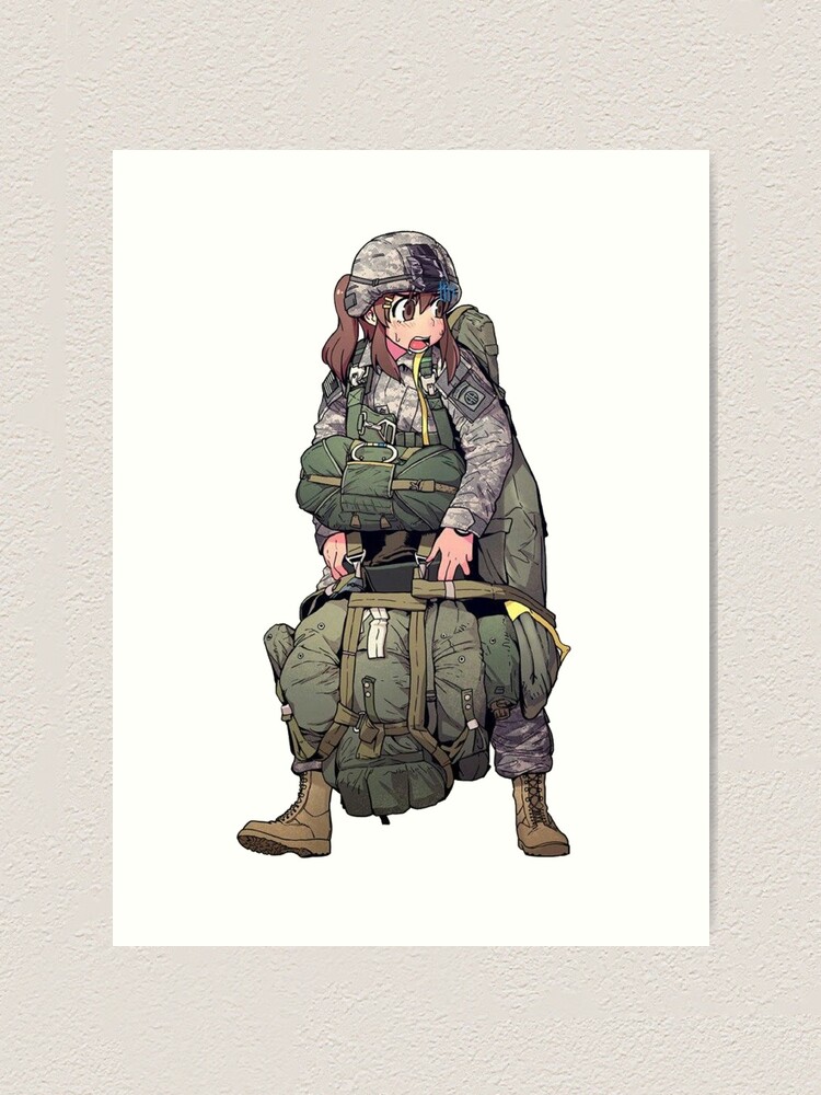 Military Anime Girl Paratrooper Art Print By Igor Me Redbubble