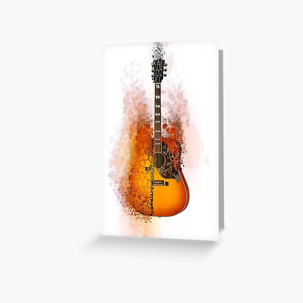 Explosive Gibson Hummingbird Guitar Greeting Card