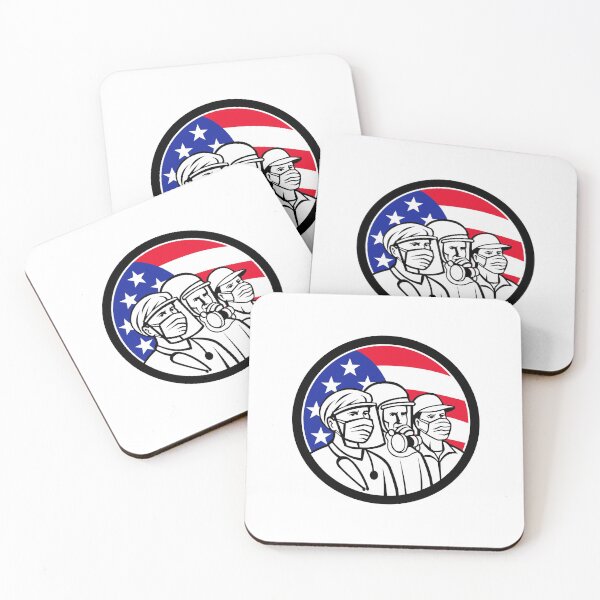 Item preview, American Essential Workers Wearing Mask USA Flag Mascot designed and sold by patrimonio.