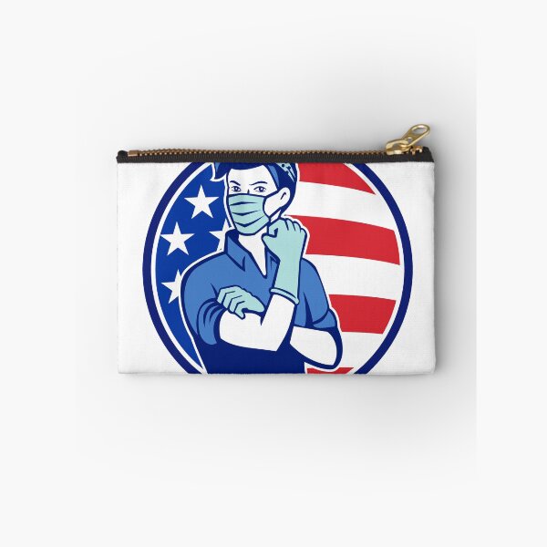 Item preview, Rosie The Riveter Wearing Mask USA Flag Mascot designed and sold by patrimonio.