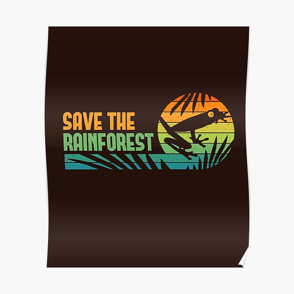 Save the Rainforest - Retro Tree Frog Poster