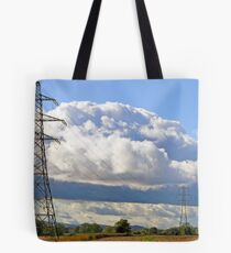 Pylons in the countryside Tote Bag