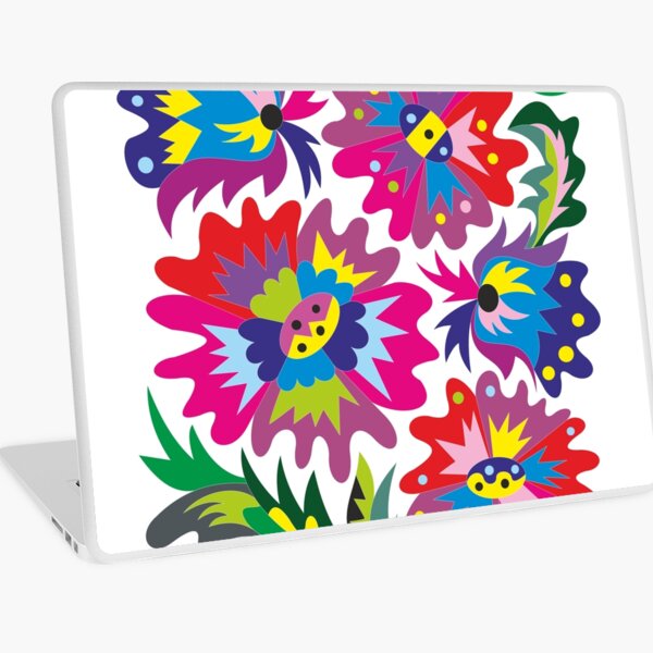 Mallow and bellflowers. Abstraction. Laptop Skin