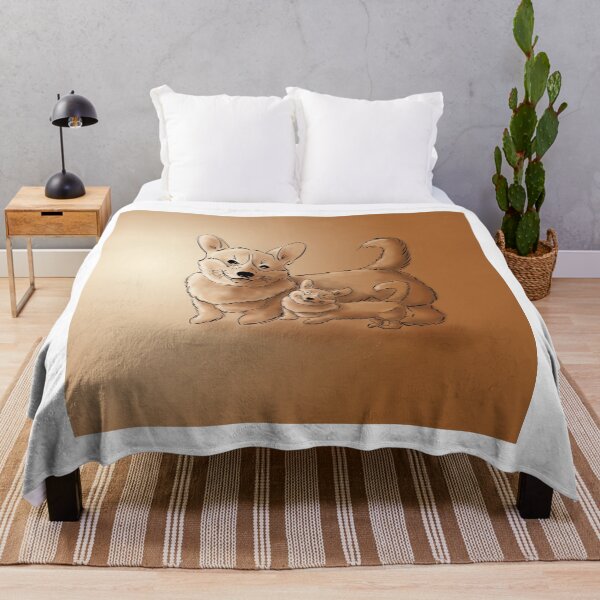 Item preview, Corgi mother and her child line art designed and sold by mofdeer10.