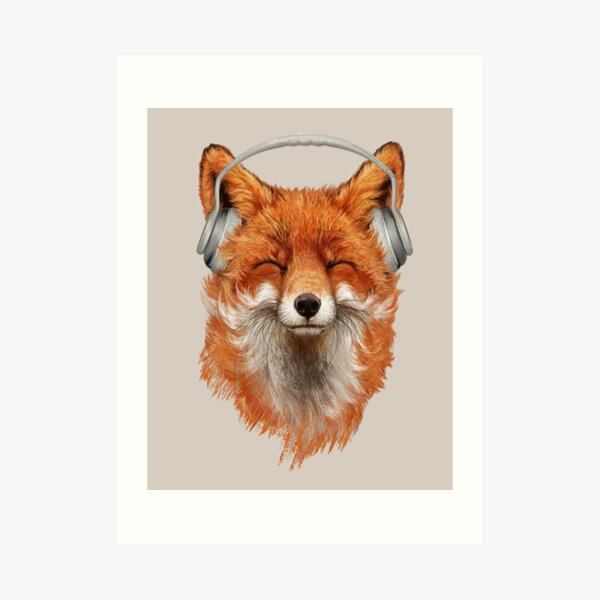 Smiling Musical Fox Art Print