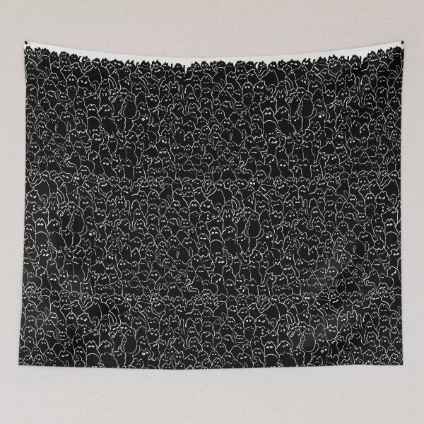 Item preview, Fat black cats pattern designed and sold by Onyria Art.