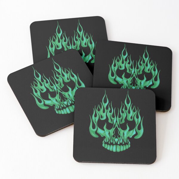 Item preview,  Skull of Flames green designed and sold by RogerSDesigns.