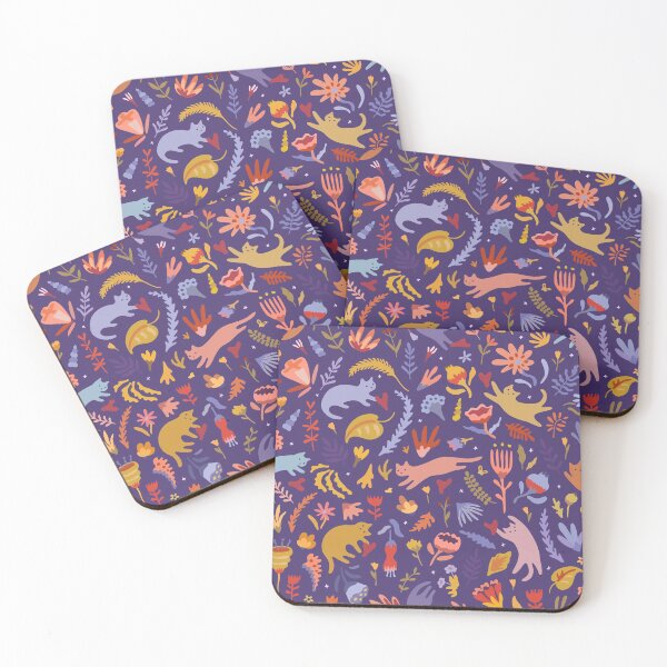 Candy Cats in the Magic Garden Coasters (Set of 4)