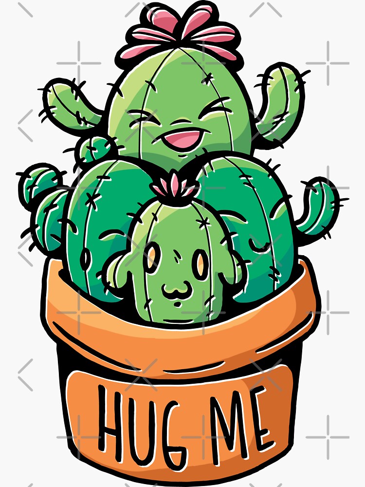 Cacti Hug Sticker For Sale By Ibruster Redbubble