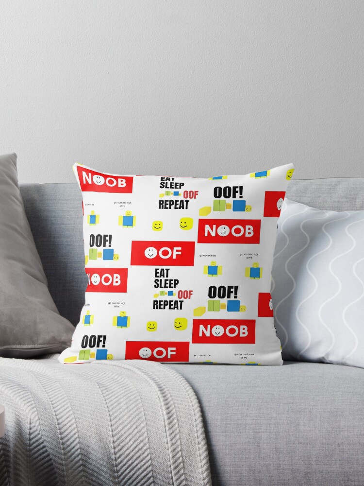 Roblox Oof Noobs Memes Sticker Pack Throw Pillow By Smoothnoob Redbubble - roblox cat home decor redbubble