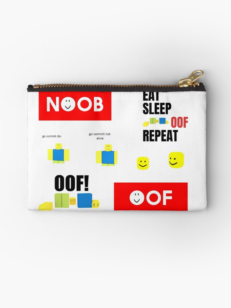 Roblox Oof Noobs Memes Sticker Pack Zipper Pouch By Smoothnoob Redbubble - roblox dab stickers redbubble