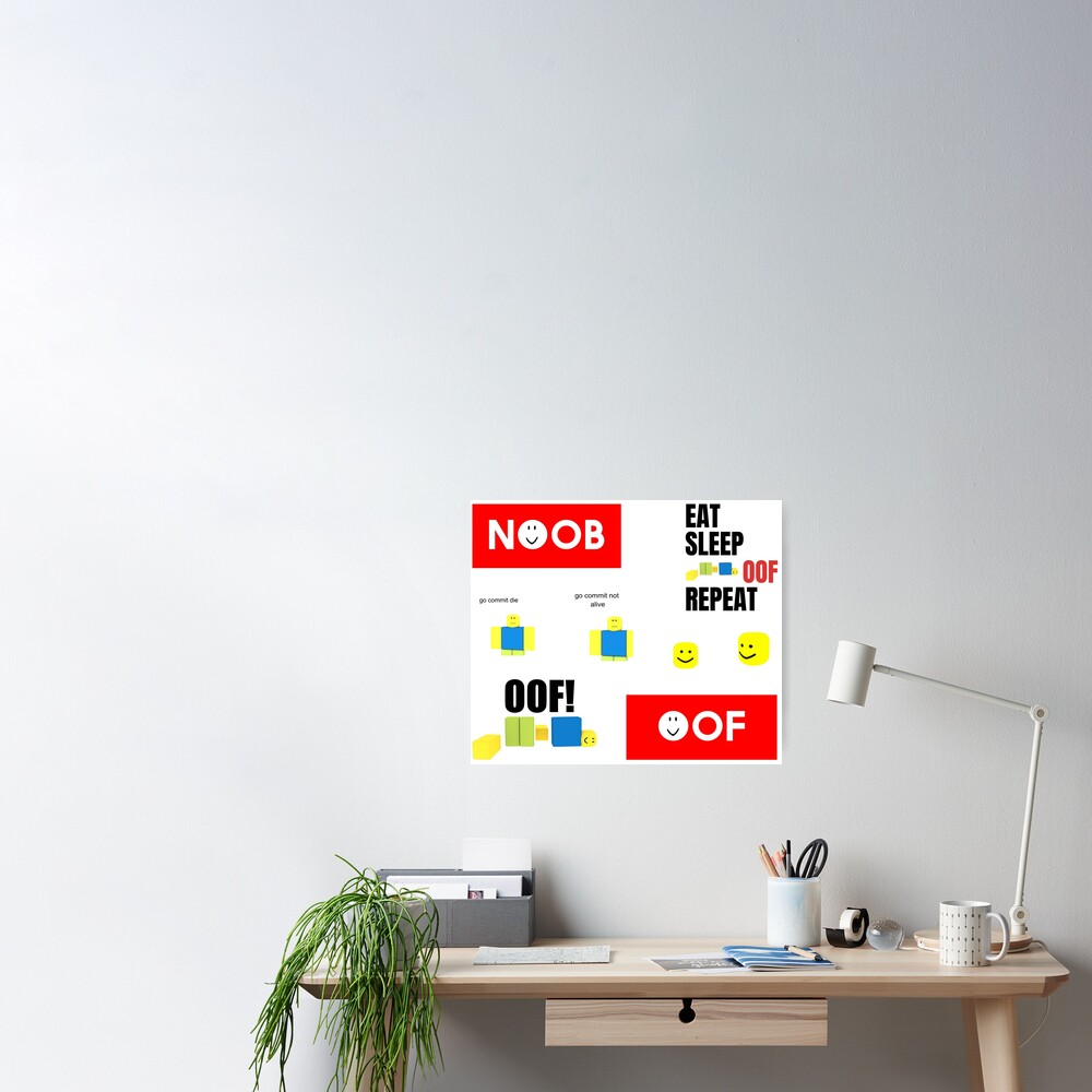 Roblox Oof Noobs Memes Sticker Pack Poster By Smoothnoob Redbubble - you noob sticker roblox