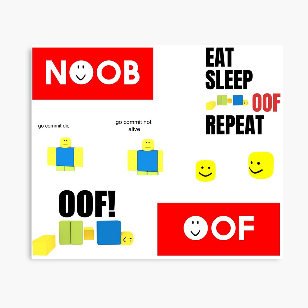 Roblox Oof Noobs Memes Sticker Pack Poster By Smoothnoob Redbubble - roblox font pack
