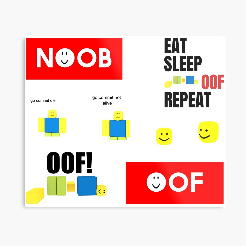 Roblox Oof Noobs Memes Sticker Pack Metal Print By Smoothnoob Redbubble - roblox metal print