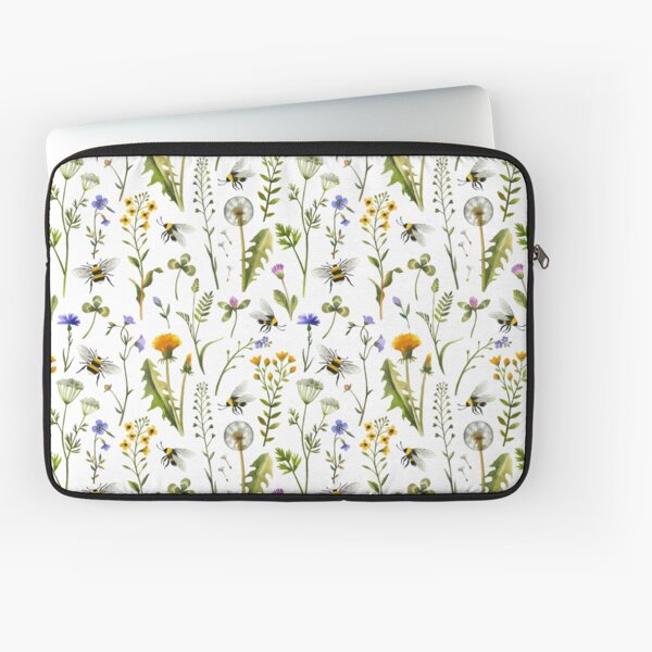 Vista previa del artículo con la obra «Abejas y flores silvestres / Blanco», diseñado y vendido por MirabellePrint.