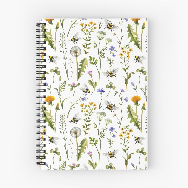 Item preview, Bees and wildflowers / White designed and sold by MirabellePrint.