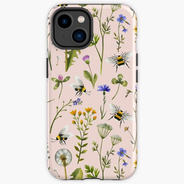 Bees and wildflowers on blush iPhone Tough Case