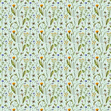 Aperçu de l'œuvre Abeilles et fleurs sauvages à la menthe de MirabellePrint