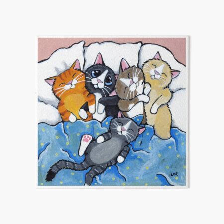 The Sleepover Club - Sleeping Kittens in Bed Art Board Print