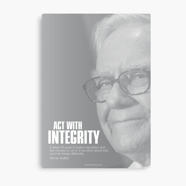 Warren Buffett Motivational Quote Poster - Charcoal Metal Print