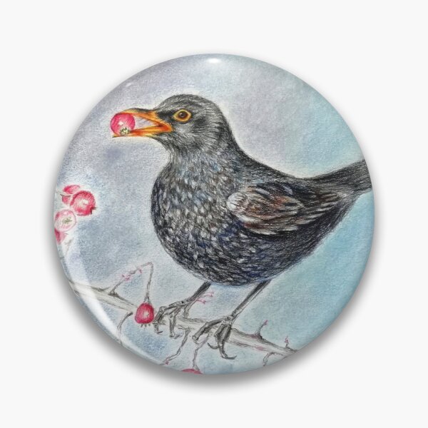 Item preview, Blackbird with berry designed and sold by Francesca Romana Brogani.