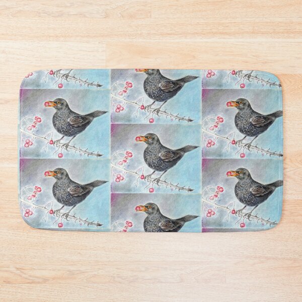 Item preview, Blackbird with berry designed and sold by Francesca Romana Brogani.