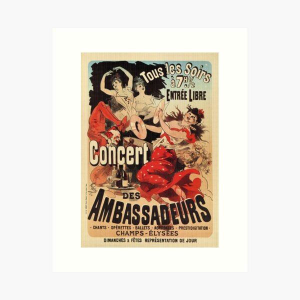 Item preview, Vintage French belle époque ad Paris nightlife concert by Jules Cheret designed and sold by aapshop.