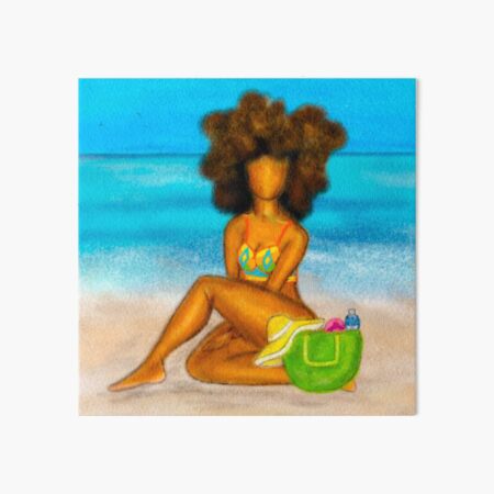 Afro girl on Beach Postcard Art Board Print