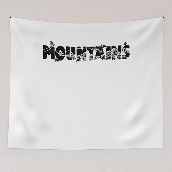 Item preview, Mountains with mountain goat, bear, mountain biker, ski & snowboard designed and sold by EllenTune.